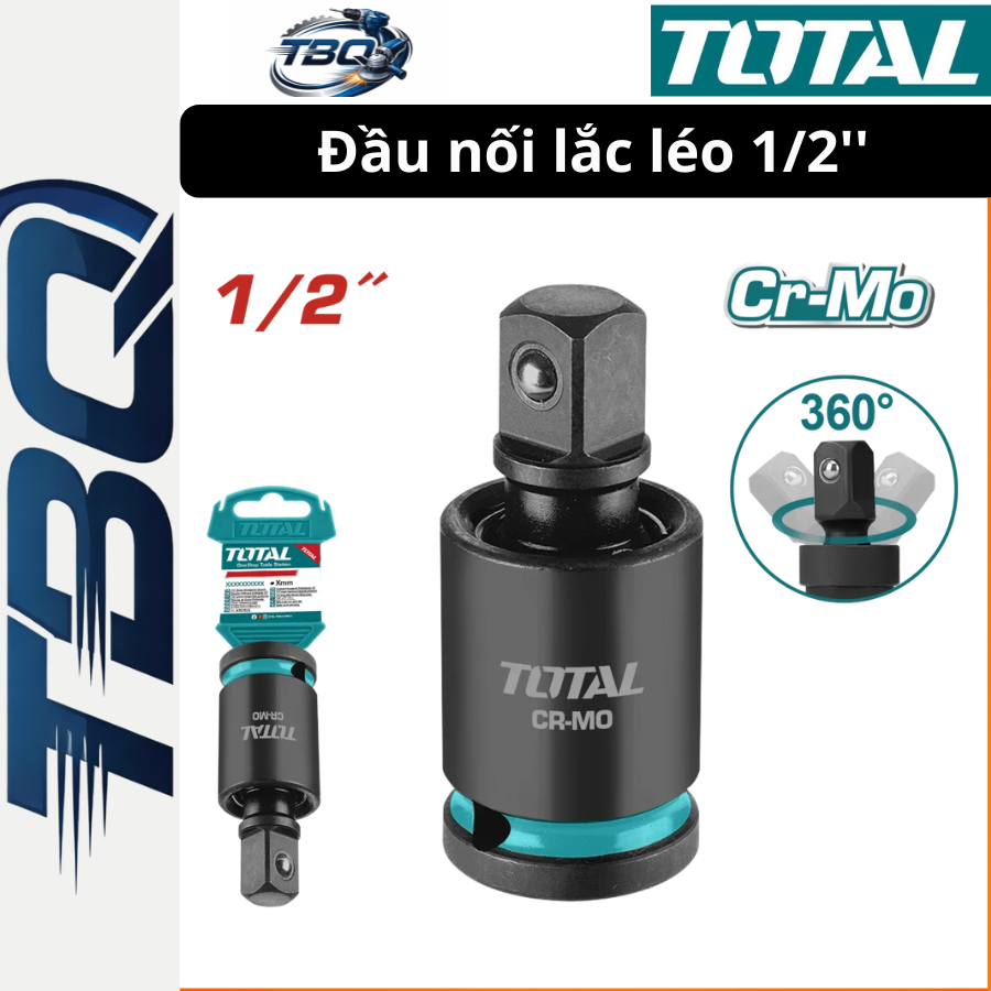 Khớp Nối Vạn Năng 1/2" TOTAL THIUJ1202 - Đầu Lắt Léo Xoay 360 Độ, Thép CrMo Chịu Lực Súng Bắn Ốc