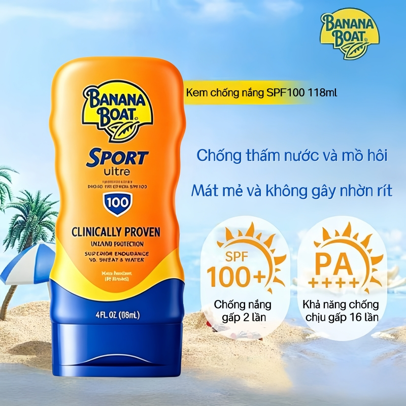 Kem chống nắng Banana Boat Sport Ultra SPF 100 PA++++ 118ml, lotion chống nắng Banana Boat Sport”--C