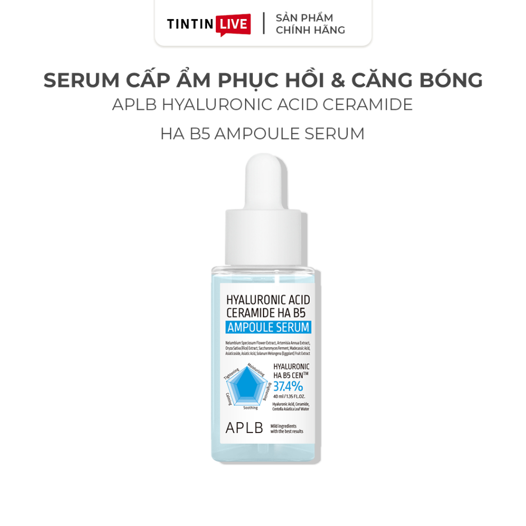 [APLB] Serum HA B5 Phục Hồi Da 40ml Hyaluronic Acid Ceramide HA B5 Ampoule Serum, Serum Dưỡng Ẩm Cho