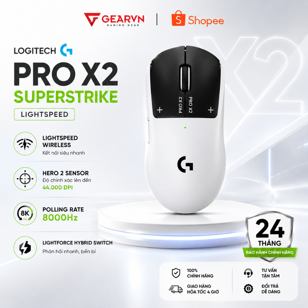 Chuột gaming cao cấp không dây Logitech Pro X2 Superstrike Lightspeed  Bảo hành 24 tháng chính hãng | BigBuy360 - bigbuy360.vn
