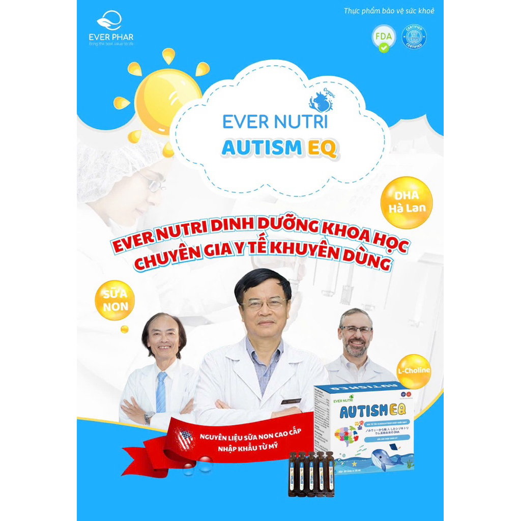Ever Nutri Autism EQ - Thực phẩm bảo vệ sức khỏe với DHA Hà Lan và L-Choline cho trẻ em
