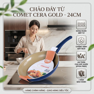 Chảo Comet Chống Dính Đáy Từ 24cm Cao Cấp Lớp Đá Ceramic Phủ Nano Nhôm Dày Dẫn Nhiệt Nhanh