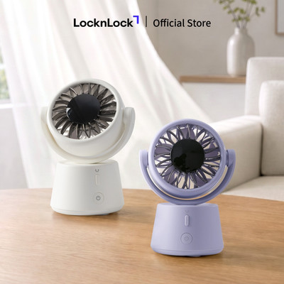 Quạt Để Bàn Mini 5 Mức Độ Gió Xoay Tròn Tự Động LocknLock Mini Desktop ENF336 2 Màu - Ngà/Tím