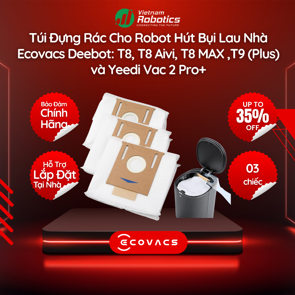 Túi đựng rác Robot hút bụi Ecovacs Deebot N8 Plus, N8 Pro Plus, T8 AIVI Plus, T9 Plus, T9 AIVI Plus 