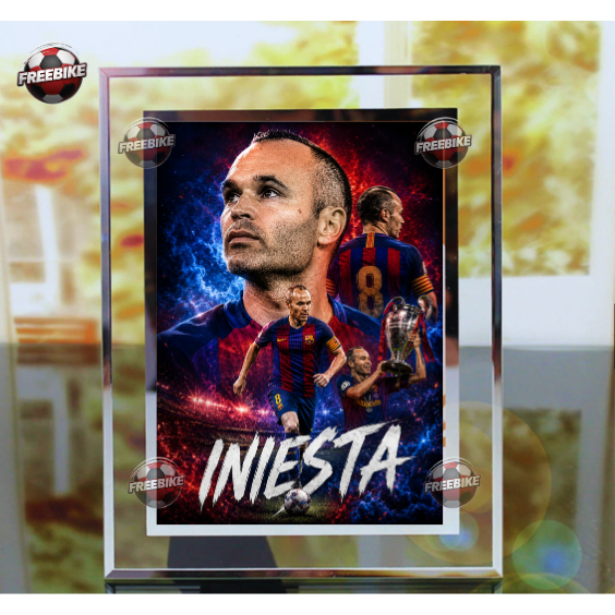 KHUNG POSTER INIESTA BẰNG KÍNH PHA LÊ CAO CẤP