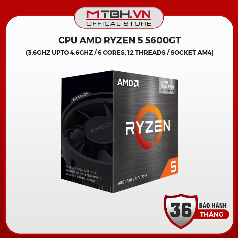 CPU AMD Ryzen 5 5600GT - 6 Nhân 12 Luồng, Socket AM4, Tích Hợp Đồ Họa Radeon Graphics Chính Hãng