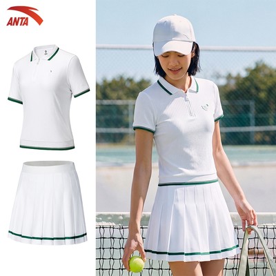 ANTA Nữ Tennis Set Áo Polo tay ngắn + Chân Váy Ngắn Thể Thao Tennis Pickleball Training Badminton 1625E8126