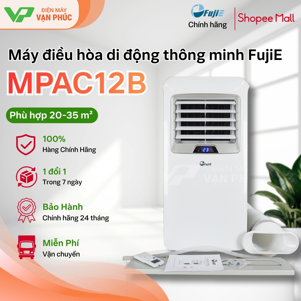 Máy Điều Hòa Di Động Thông Minh FujiE MPAC12B - 3.52kW, Kích Thước 470x353x762mm, Trắng