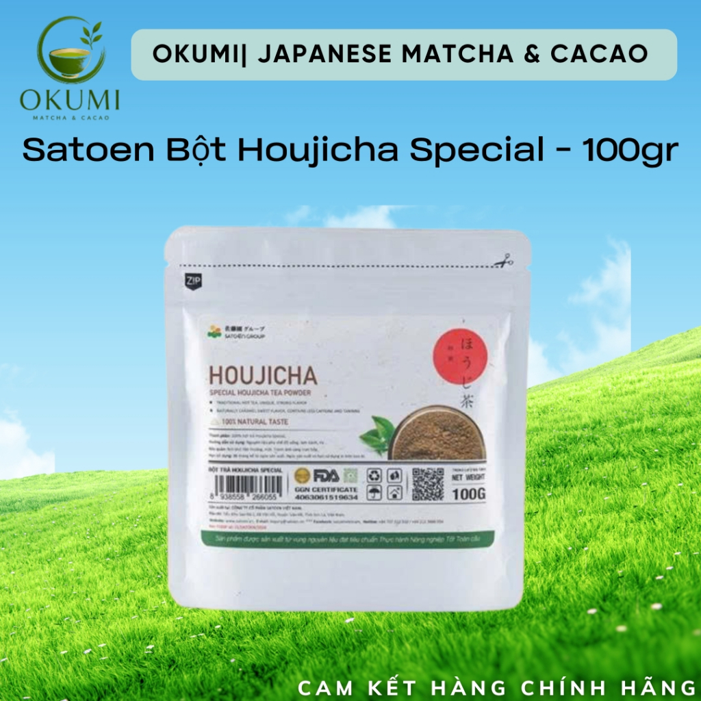 SPECIAL HOUJICHA TEA POWDER 100G ( BỘT TRÀ RANG HOUJICHA SPECIAL SATOEN 100G)