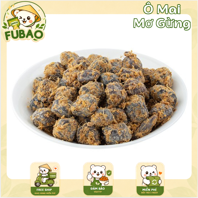 Ô Mai Mơ Gừng Sợi Đặc Sản - Mơ Gừng Chua Cay Truyền Thống Gói 500g - Ăn Vặt FUBAO
