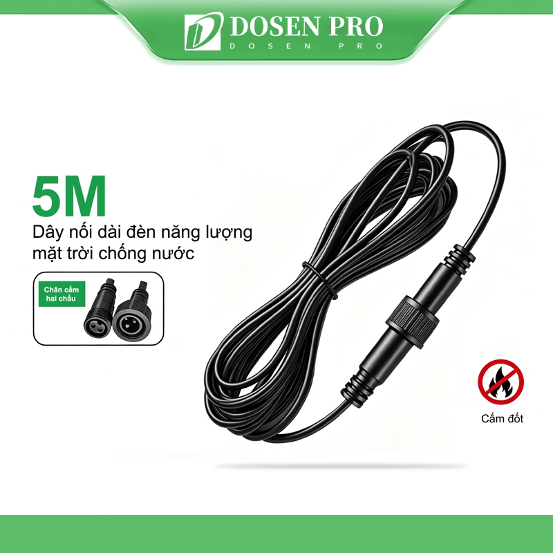 Dosen Pro Đèn năng lượng mặt trời dây nối dài 5M Chống nước chống bụi