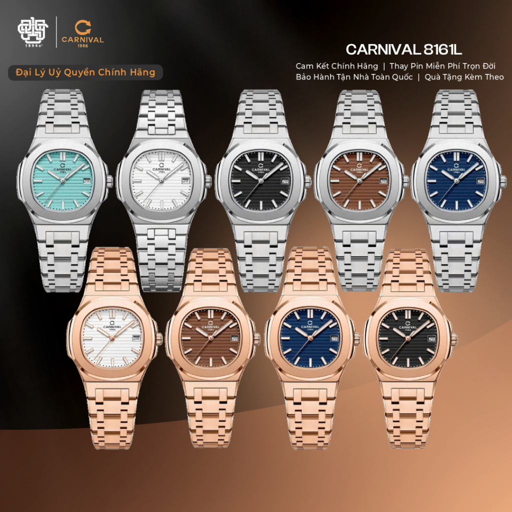 Đồng Hồ Nữ Carnival 8161L Series Dây Thép, Hàng Chính Hãng 1994s WATCH