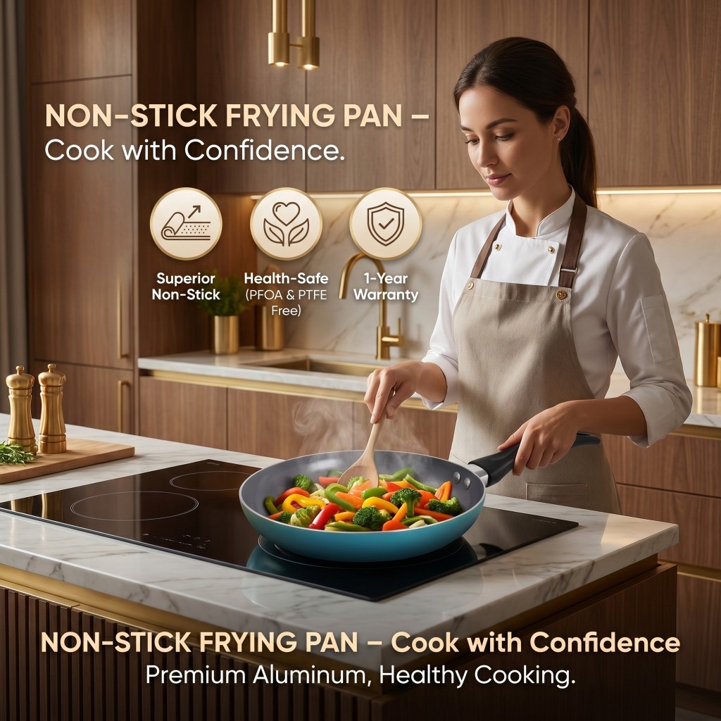 Chảo chống dính Ceramic 24 cm, Chảo Chống Dính Comet Nhôm Cao Cấp Ceramic Nano Ít Dầu Dễ Vệ Sinh
