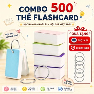 Combo 500 Thẻ Flashcard Bìa Màu Zeno Thẻ Ghi Chú Học Từ Vựng Tiếng Anh Trung Hàn Tiện Lợi
