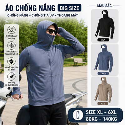 Áo Chống Nắng Nam Akyoo Bigsize 80kg Đến 140k Chất Kim Cương Cao Cấp Chống Tia UV Thiết Kế Lưới Tản Nhiệt