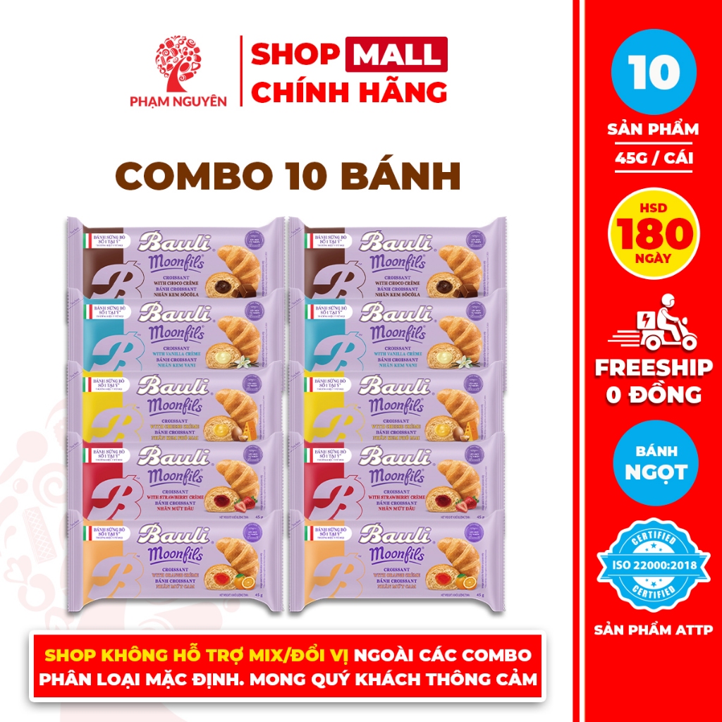 Combo 10 Bánh Sừng Bò Bauli Moonfils Phạm Nguyên 45g