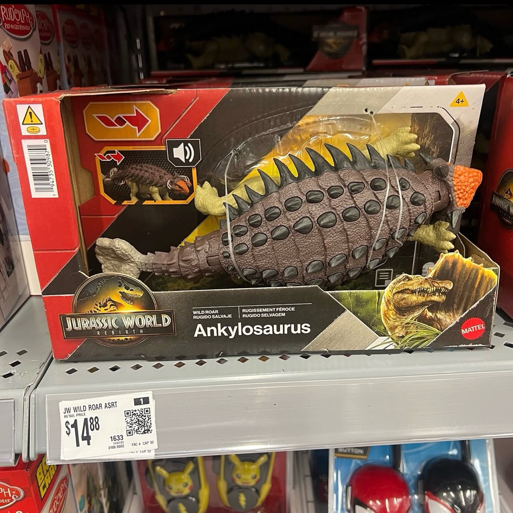 Jurassic world Rebirth,Mô hình khủng long Mattel Ankylosaurus,quà tặng đồ chơi sưu tầm cho trẻ em từ