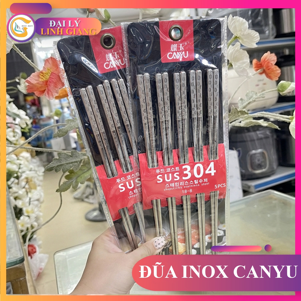 5 đôi Đũa Inox Canyu SUS 304 hàng chính hãng phân phối bởi Đại Lý Linh Giang