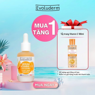 Tinh chất Serum Vitamin C thiên nhiên thuần chay Evoluderm hỗ trợ giúp sáng da mờ thâm nám 30ml