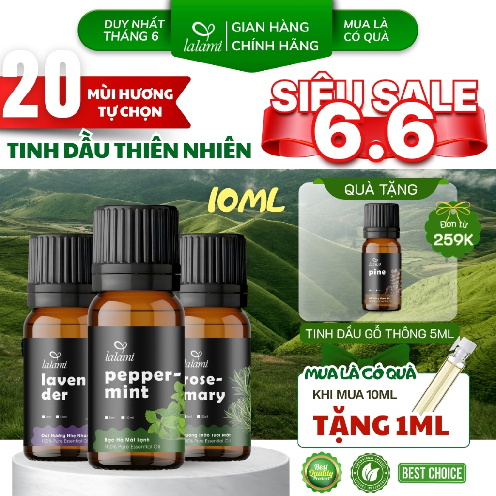 [ 10ml ] Tinh dầu thiên nhiên - Tự chọn mùi -  Đuổi muỗi - Khử mùi - Thư giãn - Ngủ ngon