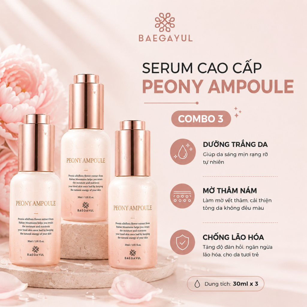 COMBO 3 LỌ Tinh Chất Peony Ampoule Baegayul Hàn Quốc