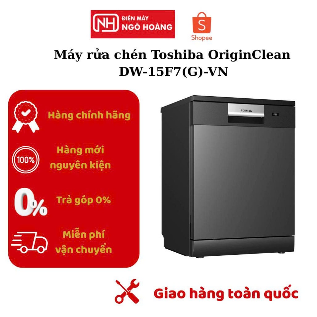 DW-15F7(G)-VN - ( Tặng quạt ) Máy rửa chén Toshiba OriginClean DW-15F7(G)-VN chính hãng, máy rửa bát
