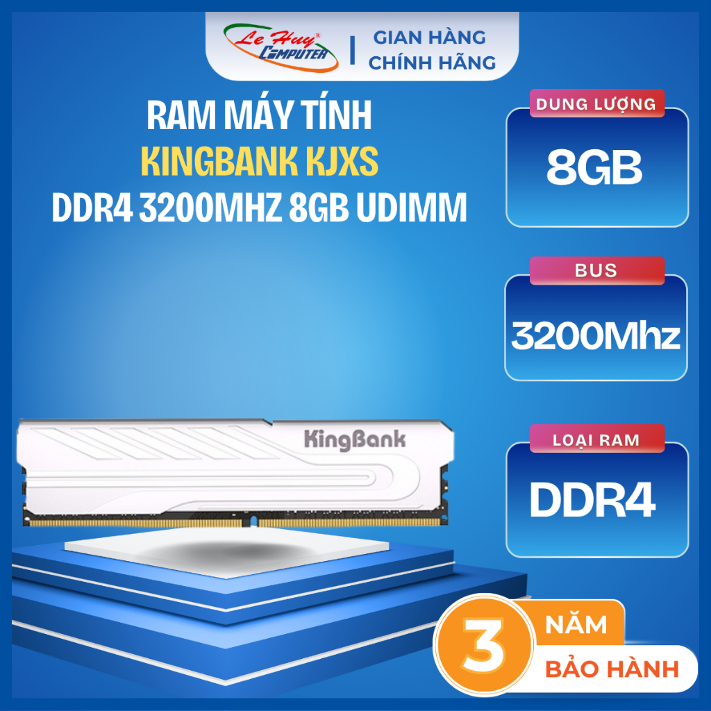 Ram KINGBANK KJXS DDR4 3200MHz 8GB UDIMM  (Intel/AMD) ( Tản Bạc )