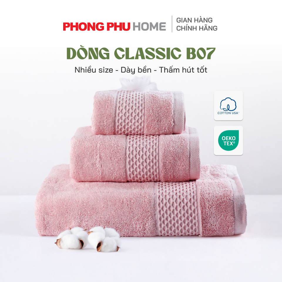 Khăn Tay PHONG PHÚ HOME CLASSIC, cotton nhập Mỹ, thấm hút hiệu quả, nhanh khô, dùng tắm gội, gym, spa, skincare UB07