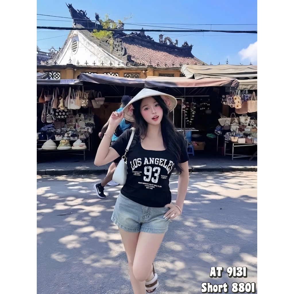 Áo thun nữ cổ U BIGSIZE in chữ nhún eo  55-90kg, Áo thun kiểu croptop dễ phối đồ AT9131 | BigBuy360 - bigbuy360.vn
