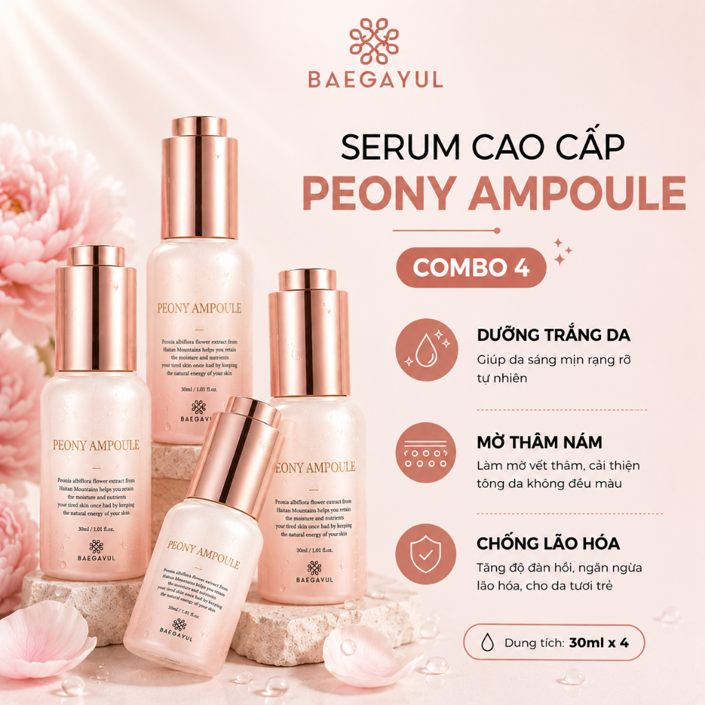 COMBO 4 LỌ Tinh Chất Peony Ampoule Baegayul Hàn Quốc