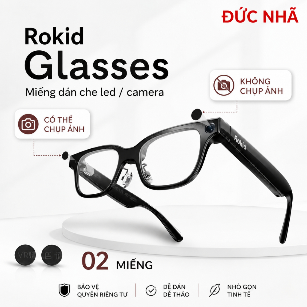 Hai miếng dán che led, che camera cho kính Rokid glasses, Mercy…