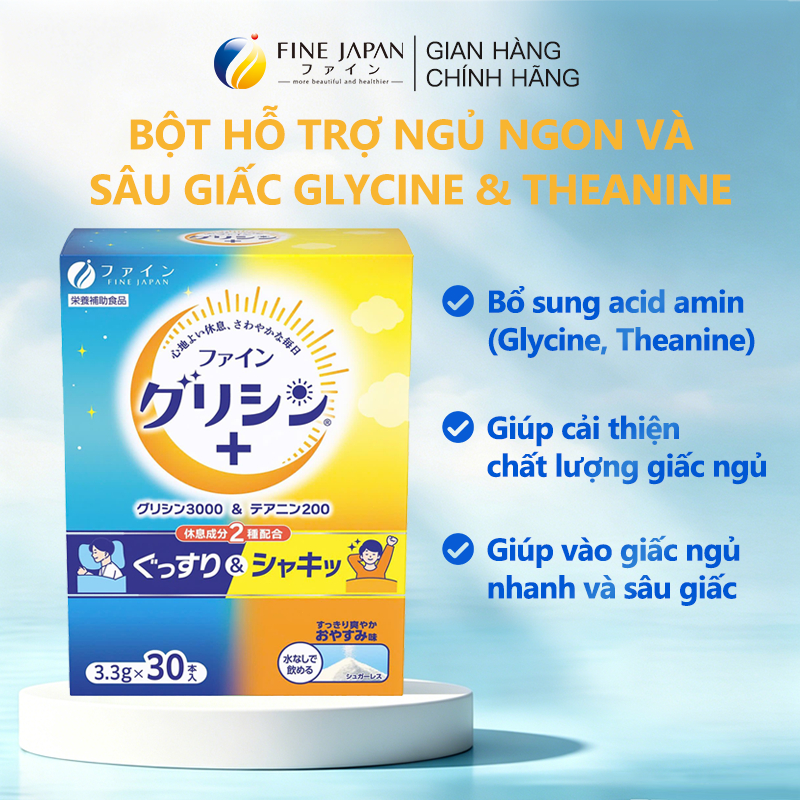 THỰC PHẨM BẢO VỆ SỨC KHỎE GLYCINE3000 & THEANINE200 FINE JAPAN HỘP 30 THANH