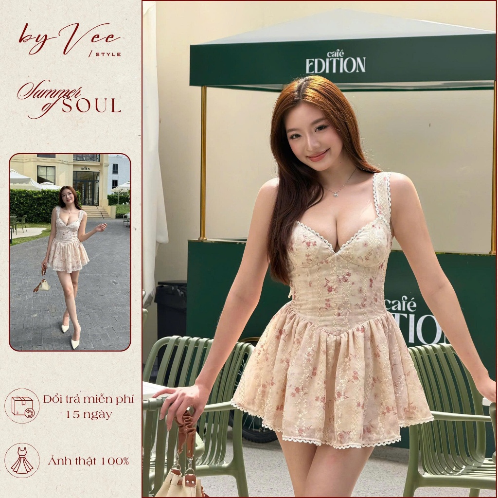 Đầm cup ngực hồng Juicy Dress -Byveestyle, Đàm xòe dáng ngắn đi chơi