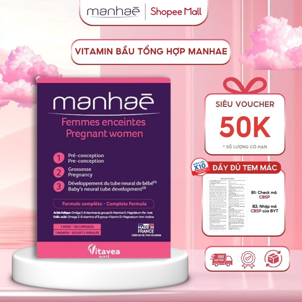 Vitamin Tổng Hợp Cho Bà Bầu Manhaé Femmes enceintes Pregnant women 30 Viên