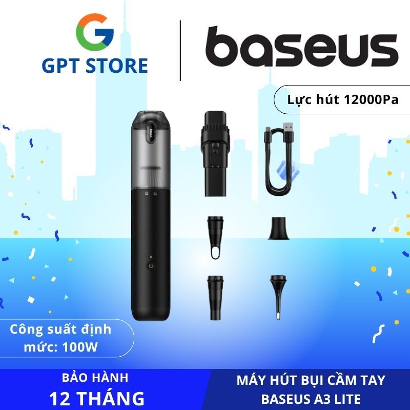 Máy Hút Bụi Cầm Tay Baseus A3 Lite - Sử Dụng Bộ Lọc HEPA - Bảo Hành 12 Tháng