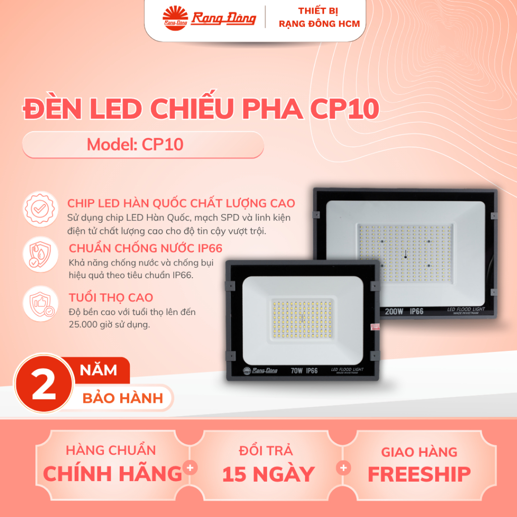 💡 Đèn LED Chiếu Pha Rạng Đông CP10 - Chiếu Sáng Ngoài Trời Công Suất Mạnh Mẽ (Model: CP10)
