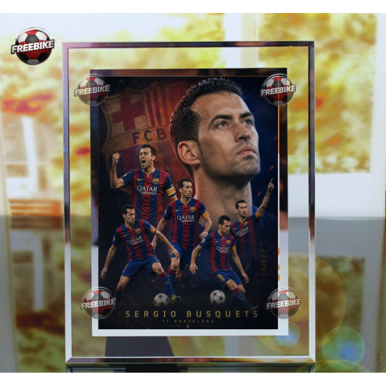 KHUNG POSTER SERGIO BUSQUETS BẰNG KÍNH PHA LÊ CAO CẤP