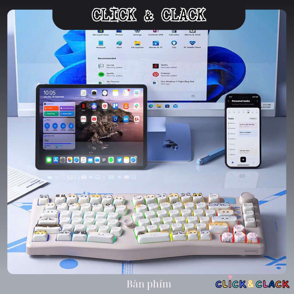Bàn phím cơ không dây Leobog Alice A75 - Pin 4000mAh - 3 mode kết nối - LED RGB mạch xuôi - Có núm x