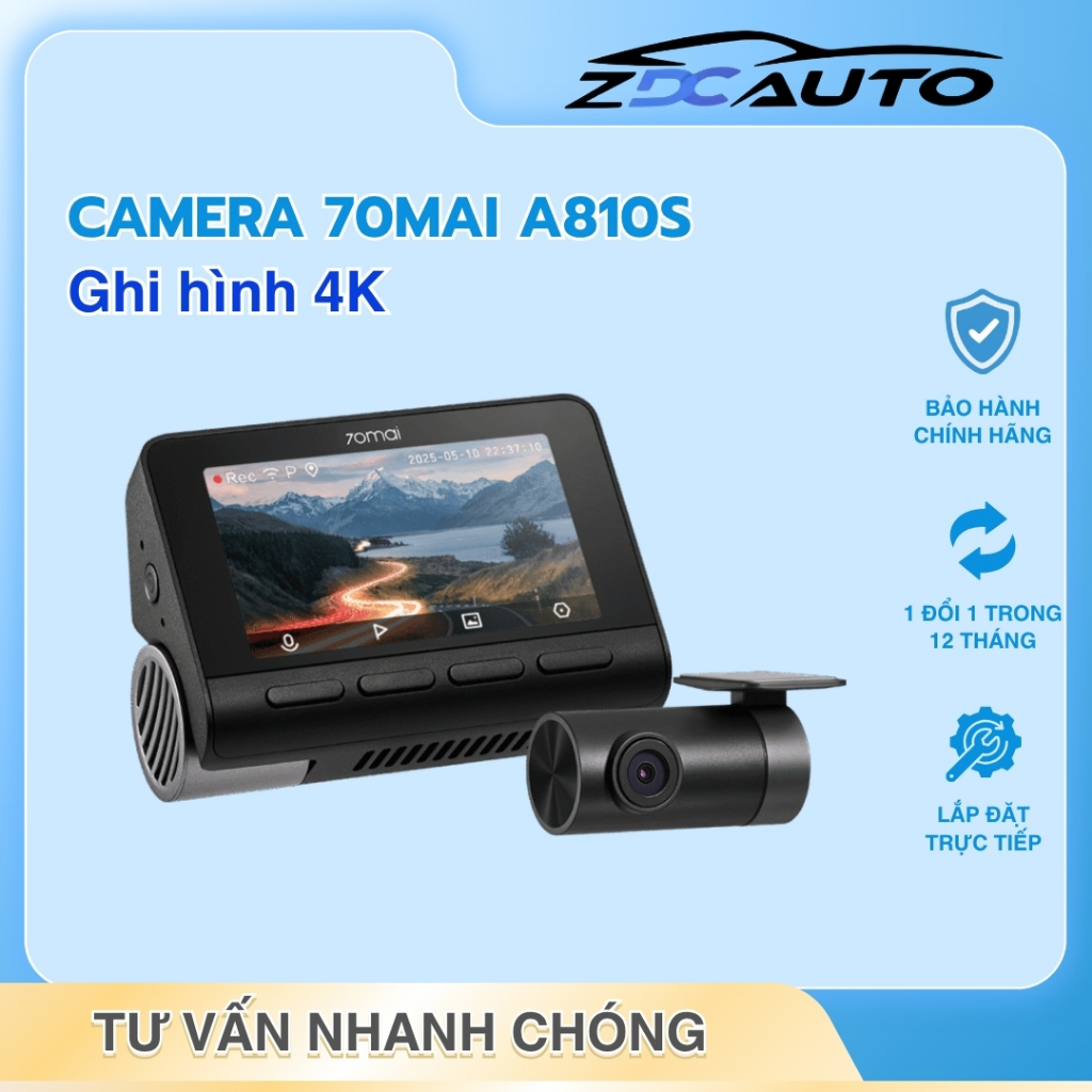 Camera Hành Trình 70mai A810S Ghi Hình 4K Theo Dõi Xe Từ Xa