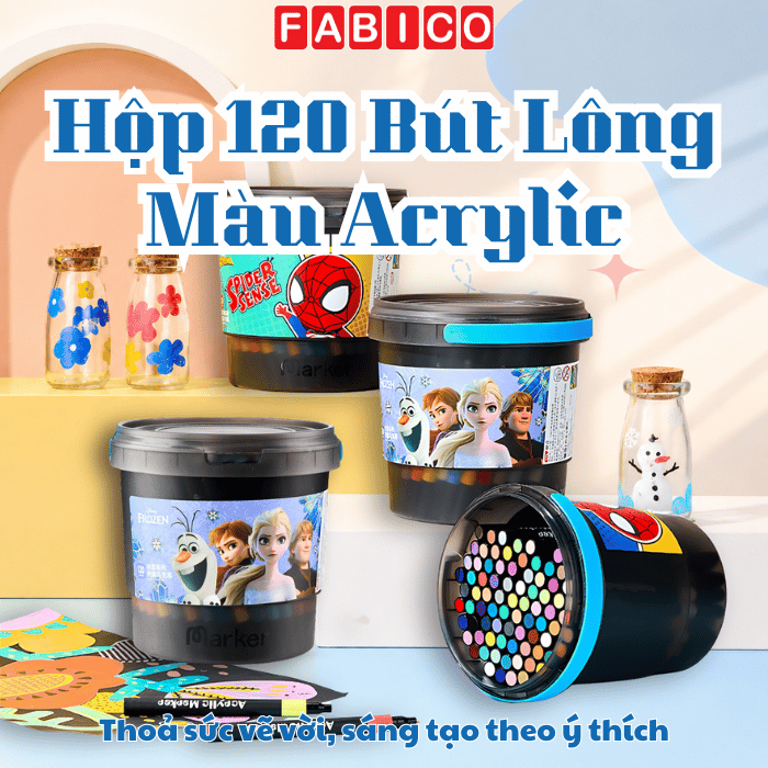 Xô Bút Lông Màu Acrylic 120 Màu Frozen Disney A60241F1-120 Marker Acrylic 2 Đầu Vẽ DIY Trang Trí