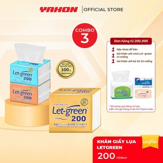 Combo Khăn Giấy Lụa LET-GREEN 200 Tờ 400 Lớp | Bột Giấy Nguyên Thủy Mềm Mại Bền Dai