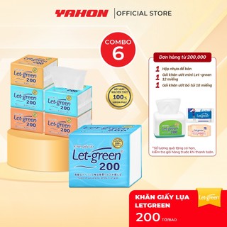 Combo Khăn Giấy Lụa LET-GREEN 200 Tờ 400 Lớp | Bột Giấy Nguyên Thủy Mềm Mại Bền Dai
