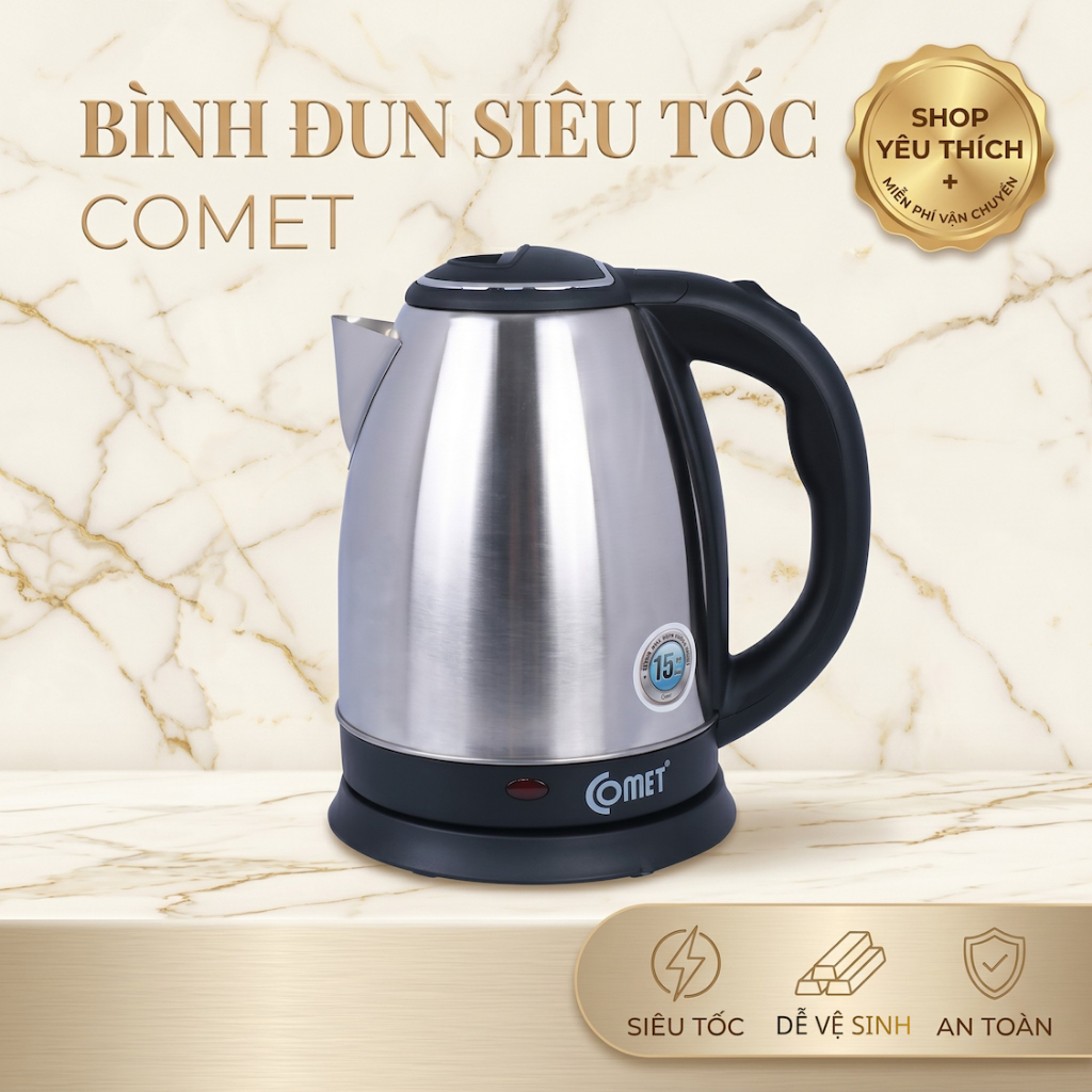 Bình Đun Siêu Tốc COMET CM8215 - 1.5L -  ( hoả tốc TPHCM ) ấm đun, đun nước siêu tốc