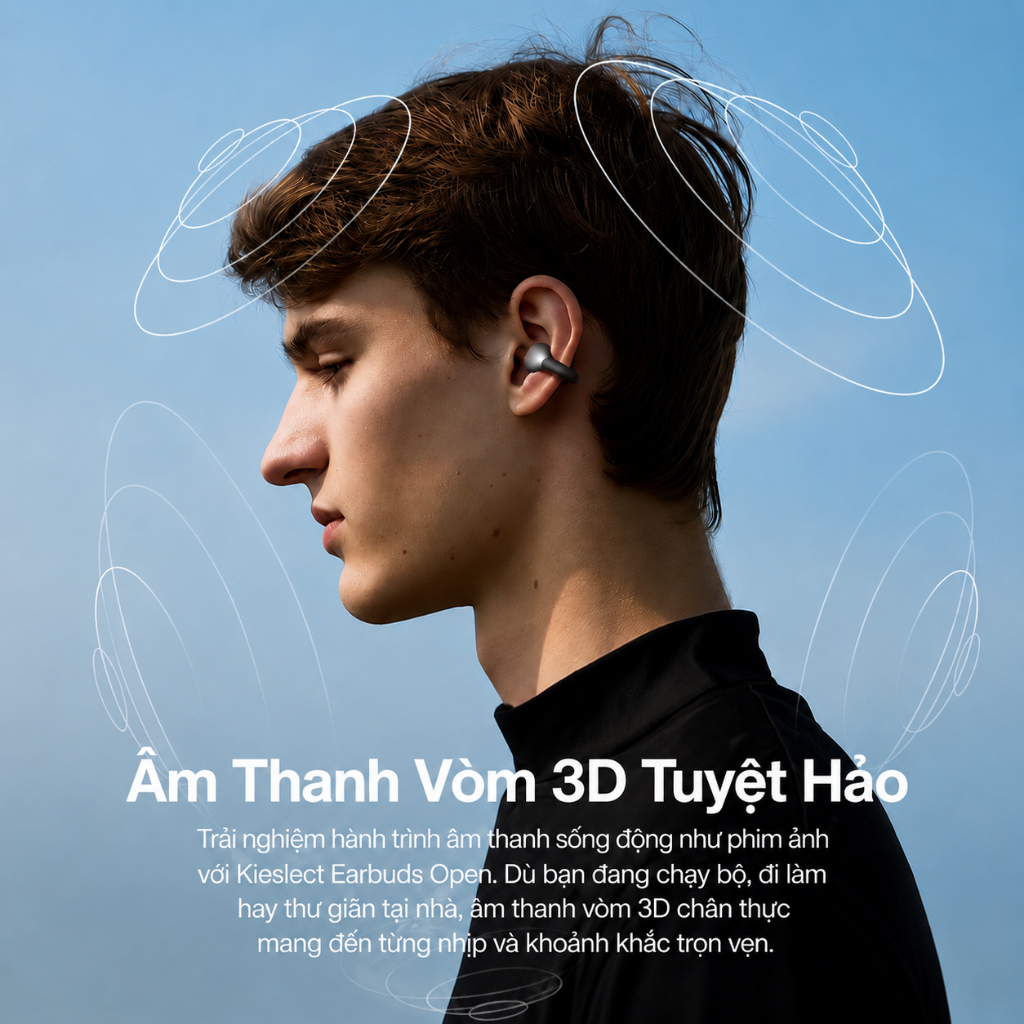 Tai Nghe Kẹp Tai Kieslect Earbuds Open AI| Chống ồn chủ động | Pin 36H | Hiển thị pin | Bluetooth 5.4 độ trễ thấp | BigBuy360 - bigbuy360.vn