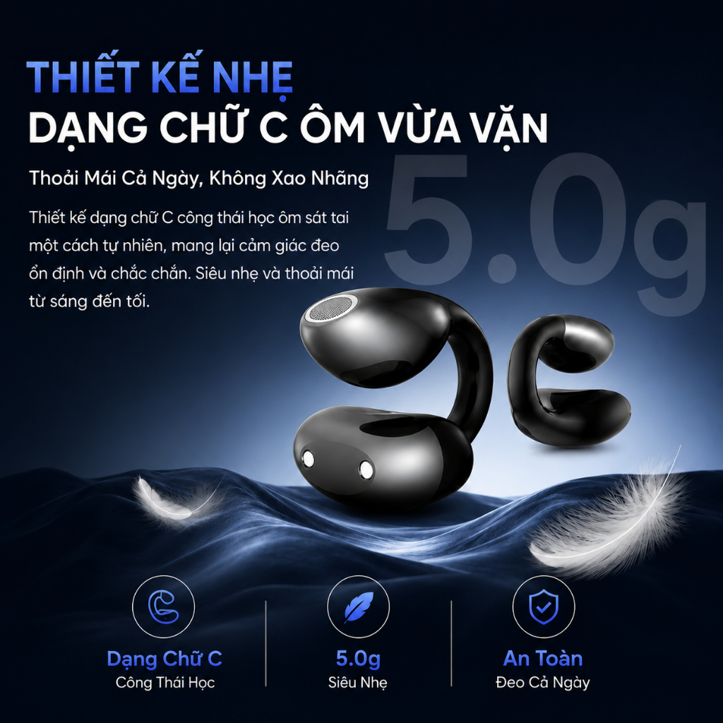 Tai Nghe Kẹp Tai Kieslect Earbuds Open AI| Chống ồn chủ động | Pin 36H | Hiển thị pin | Bluetooth 5.4 độ trễ thấp | BigBuy360 - bigbuy360.vn
