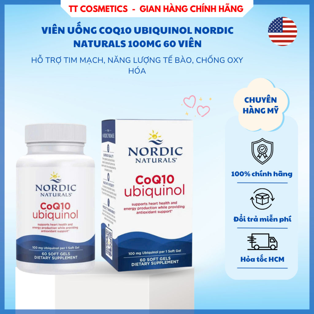 Viên Uống CoQ10 Ubiquinol Nordic Naturals 100mg 60 Viên