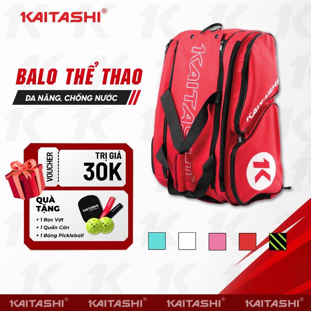 BALO ĐỰNG VỢT PICKLEBALL KAITASHI, BALO THỂ THAO ĐA NĂNG, CHỐNG NƯỚC, BỀN BỈ, TIỆN DỤNG