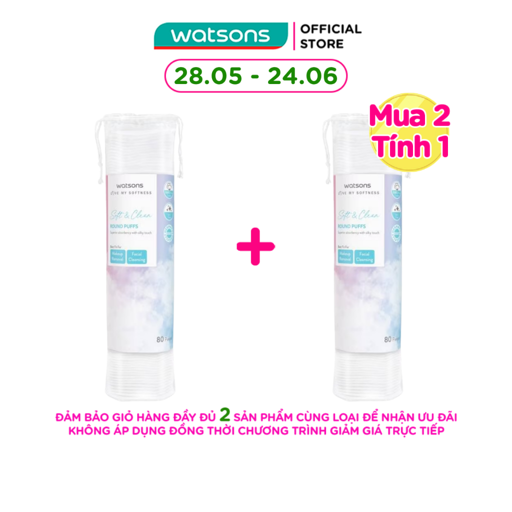 Bông Tẩy Trang Watsons Round Puffs 80S