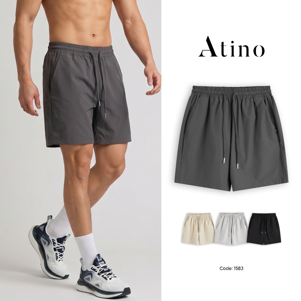 Quần Đùi Nam Chất Gió ATINO 100% Polyester Mềm Mát Thoáng Khí Khô Nhanh L.4.1583