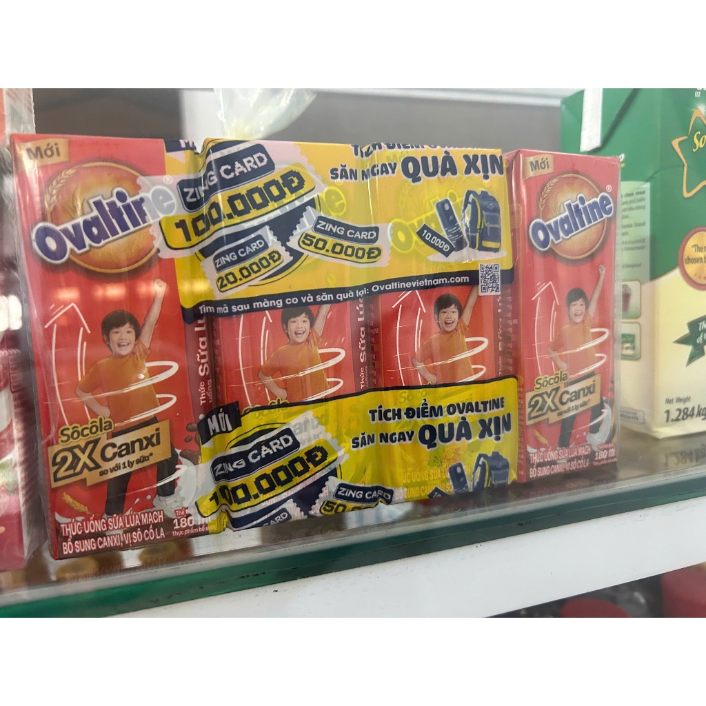 [Combo 2-4-6 lốc] Sữa Lúa Mạch Ovaltine Bổ Sung x2 Canxi Vị Socola 180ml x 12 Lốc x 4 Hộp